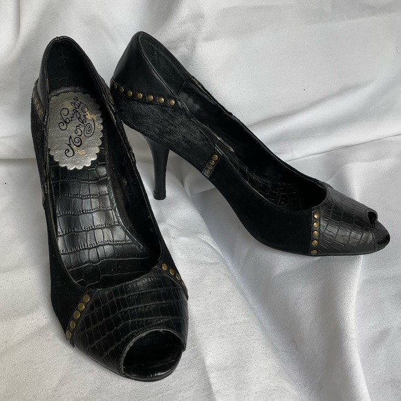 Naughty Monkey Open Toe Black Heels, BNWB SZ 8 - Picture 4 of 9